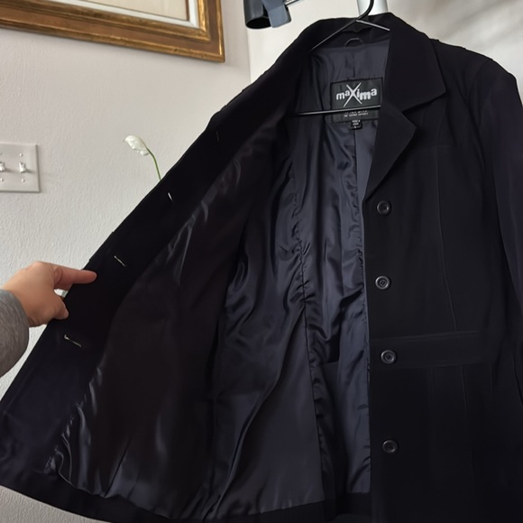 Maxima/Wilsons Purple Suede Leather Button Front Tailored Jacket/Coat Sz L - Picture 8 of 12